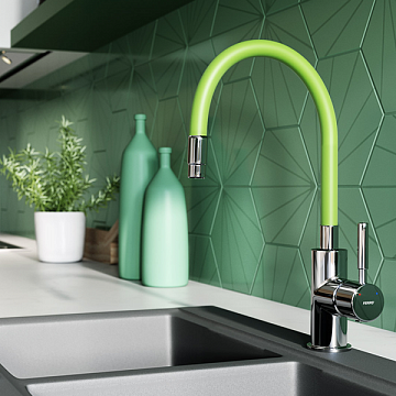 Смеситель для кухни FERRO ZUMBA BZA4G (зеленый) (гибкий излив) - фото