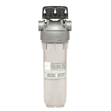 Фильтр-колба Atlas Filtri DP MONO SANIC (прозр.)  Ø1/2'' OT (латунь) 10'' 45°C 8bar KIT SA1380301 - фото