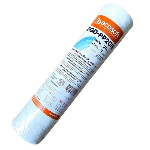 Градієнтний картридж зі спіненого поліпропілену Ecosoft CPV2510205ECO Ø60x252мм 20/5mcr 45°C (очищення від механічних домішок) - фото