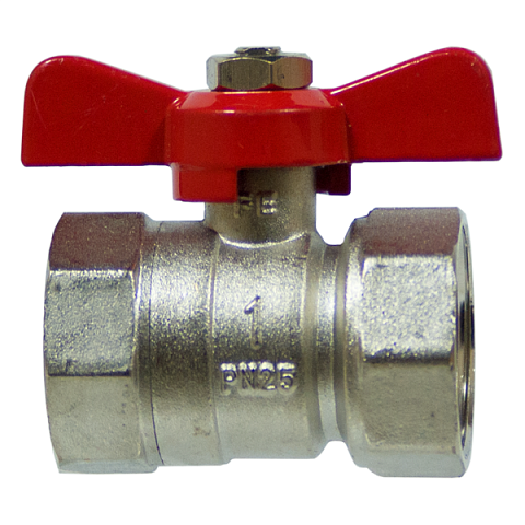 Кран с внутренней резьбой и бабочкой IVR 1'' ВВ PN25 (арт.52) - фото