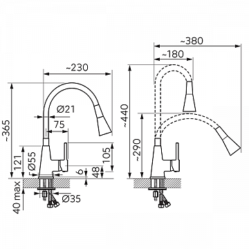Смеситель для кухни FERRO ZUMBA II BZA42С (желтый) (гибкий излив) - фото