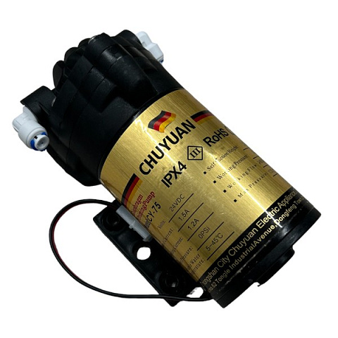 Помпа для обратного осмоса CHUYUAN 24V 0,8л/мин 40°C без трансорматора и датчиков (для мембран 50-75GPD) - фото
