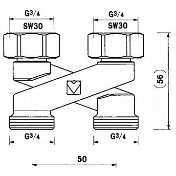 Узел нижнего подключения перекрестие HERZ 3/4'' (1300434) - фото