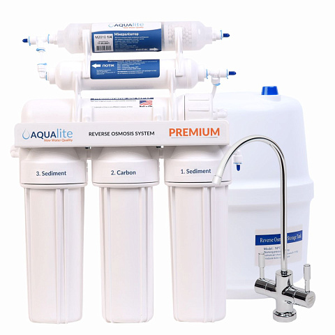 Фильтр обратного осмоса Aqualite Premium 6-50 с мембраной Filmtec 50GPD и минерализатором (AQP6-50) - фото