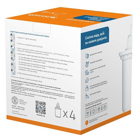 Комплект універсальних картриджів 3+1 ECOSOFT для фільтрів-глечиків CRVKAB4ECO - фото