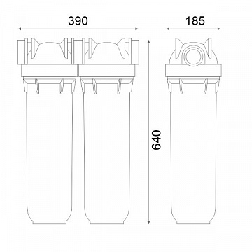 Магистральный фильтр Atlas Filtri DP BIG DUO TS (прозрачная) Ø11/2" IN (пластик) 20'' 45°C 8,3bar ZA1802911 (без картриджа) - фото