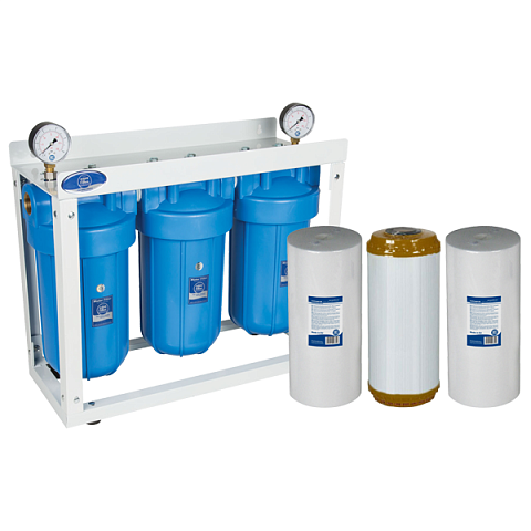 Фильтр для удаления железа Aquafilter HHBB10B/FE G1'' (латунь) 10BB 45°C 8bar с манометром - фото