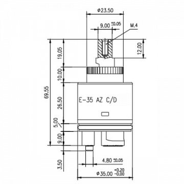 Одноважільний керамічний картридж Sedal E35-AZ-CD Long - фото