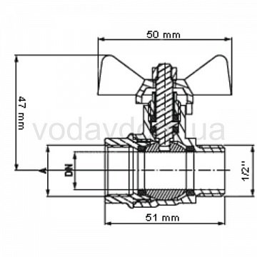 Кран шаровой Bonomi TAMIGI Ø1/2'' ВЗ PN40 -10°C/+120°C "бабочка" 76070004R - фото