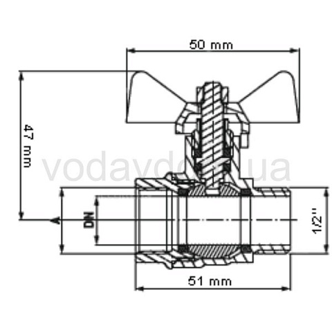 Кран кульовий Bonomi TAMIGI Ø1/2''  ВЗ PN40 –10°C/+120°C ″метелик″ 76070004R - фото