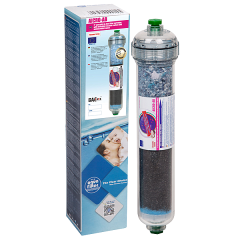 Угольный бактерицидный постфильтр Aquafilter AICRO-AB (резьба G1/4'') для систем обратного осмоса - фото