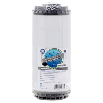Картридж з активованим вугіллям Aquafilter FCCA10BB Ø107x250мм 45°C (очищення від хлору та органічних забруднень) - фото