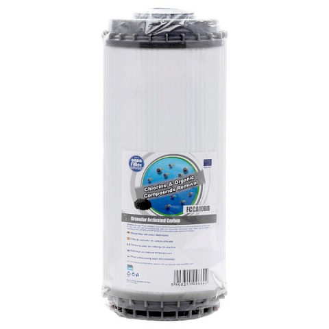 Картридж з активованим вугіллям Aquafilter FCCA10BB Ø107x250мм 45°C (очищення від хлору та органічних забруднень) - фото