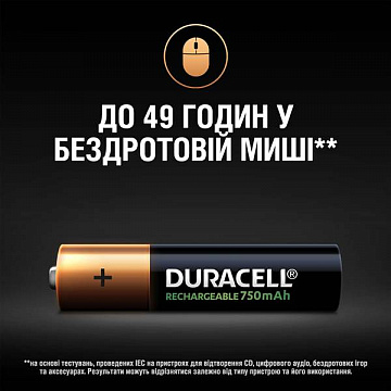 Акумулятор Duracell Recharge AAA 750 мА·год 4шт - фото