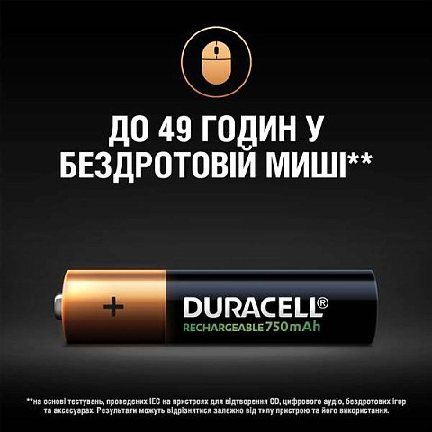 Аккумулятор Duracell Recharge AAA 750 мА·ч 4 шт - фото