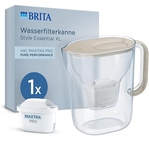 Фільтр-глечик Brita Style Essential XL Mxpro 3.6/2.3л з картриджем, пісочний (1058044) - фото