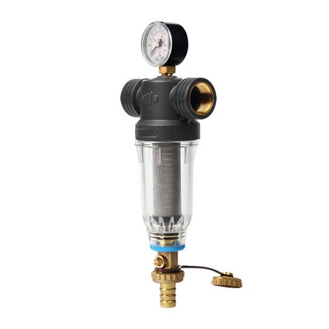 Самопромивний фільтр Ecosoft SAN 3/4'' 45°C 8bar з картриджем 250мкр з нержавіючої сталі FFNS2P1502 - фото