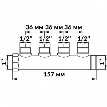 Коллектор Bianchi 204 1''x1/2'' с 4 выходами - фото