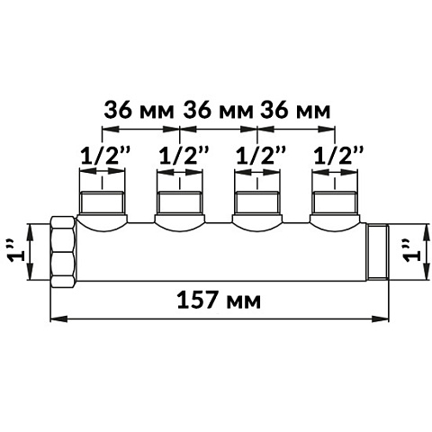 Колектор Bianchi 204 1''x1/2'' з 4 виходами - фото