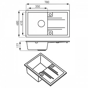 Кухонная мойка из гранита Ferro Mezzo II DRGM/48/78GA - фото