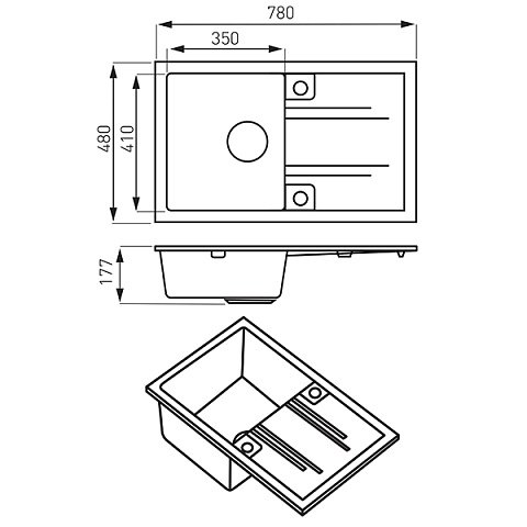 Кухонная мойка из гранита Ferro Mezzo II DRGM/48/78GA - фото