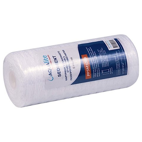 Картридж из полипропиленовой нити Aqualite PP5M10BB Ø108x255мм 5mcr 45°C (очистка от механических примесей) - фото