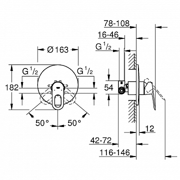 Смеситель для душа (скрытый) GROHE BauLoop 29080000 - фото