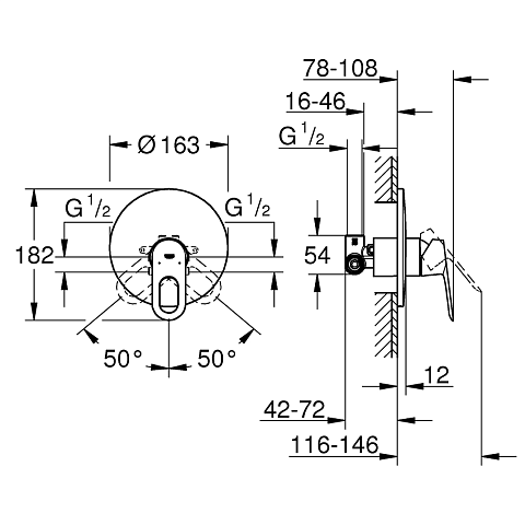 Змішувач для душу (прихований) GROHE BauLoop 29080000 - фото