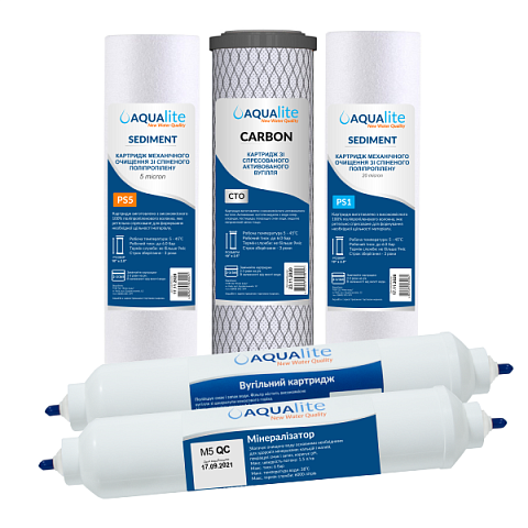 Набір картриджів Aqualite OSMO 105 (1-2-3-5-6) для осмосу - фото