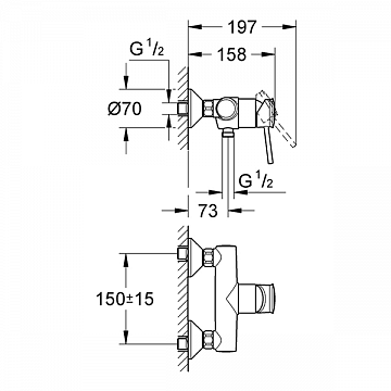 Змішувач для душа GROHE BauClassic 32867000 - фото