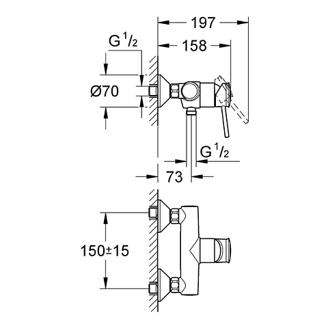 Змішувач для душа GROHE BauClassic 32867000 - фото