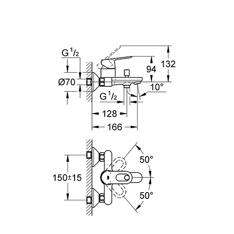 Смеситель для ванной GROHE BauLoop 32815000 - фото