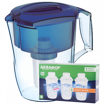 Фільтр-глечик Аквафор Океан А5 синій (глечик + 4 картриджа) - фото