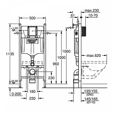 Инсталляция для подвесных унитазов Grohe Solido (38971000) - фото