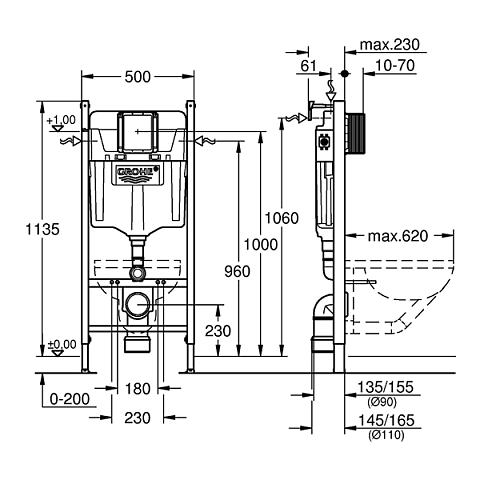 Инсталляция для подвесных унитазов Grohe Solido (38971000) - фото