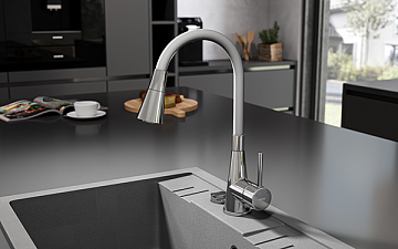 Кухонна мийка з граніту Ferro Mezzo II DRGM1/48/58GA - фото