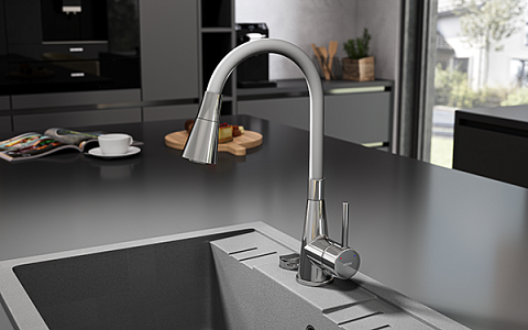 Кухонна мийка з граніту Ferro Mezzo II DRGM1/48/58GA - фото