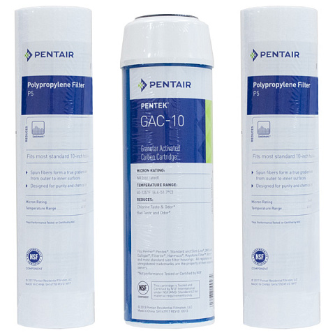 Набор картриджей Pentair (Pentek) 202 для обратного осмоса (P25, GAC, P5) - фото