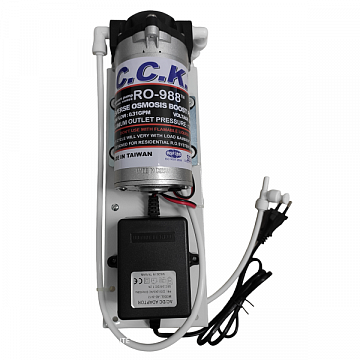 Помпа для системи зворотного осмосу C.C.K. RO-988 24В G3/8'' 40°C на кронштейні з датчиками та трансформатором (для мембран 50-125GPD) - фото