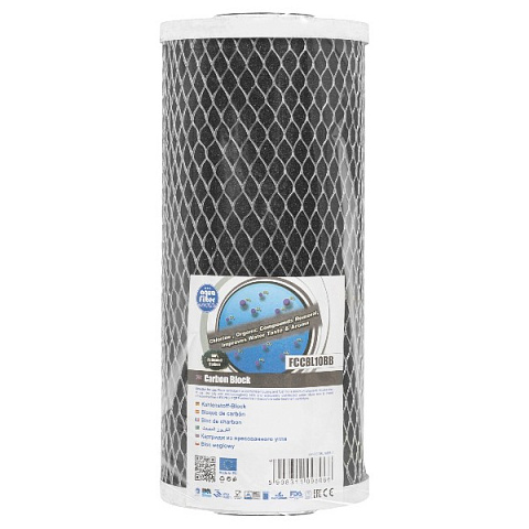  Картридж із пресованим активованим вугіллям Aquafilter FCCBL10BB Ø107x250мм 45°C (очищення від хлору та органічних забруднень) - фото