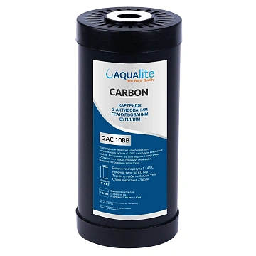 Картридж з кокосовим вугіллям Aqualite GAC10BB Ø107x250мм 45°C (очищення від хлору та органічних забруднень) - фото