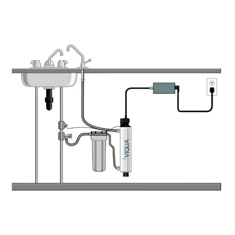УФ установка для обеззараживания воды VIQUA TAP PLUS S2Q-PA 22Вт G1/2'' 0.4-1.1 м3/час 40°C 8bar (ультрафиолетовая лампа) - фото