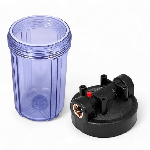 Корпус фільтру Aqualite FH10B1 (прозорий) Ø1'' IN 10'' 45°C 8,3bar (з картриджем механічного очищення 5мкр) - фото