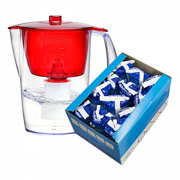 Фільтр глечик Бар'єр Лайт червоний жорсткість (глечик + 13 картриджів) - фото