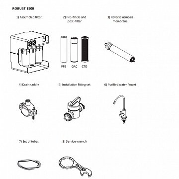 Фильтр обратного осмоса Ecosoft RObust 1500ECO 100л/час (без бака)  - фото