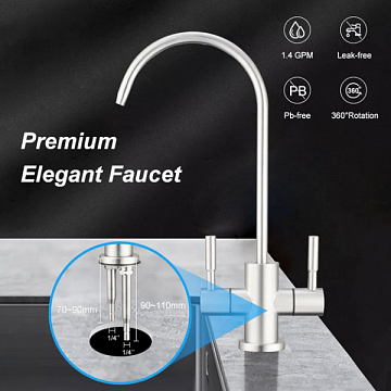 Подвійний кран для фільтра Aqualite Modern SUS2 (нержавійка) - фото