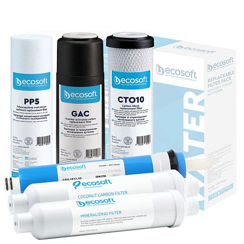 Набір картриджів Ecosoft RO6 для фільтрів зворотного осмосу - фото
