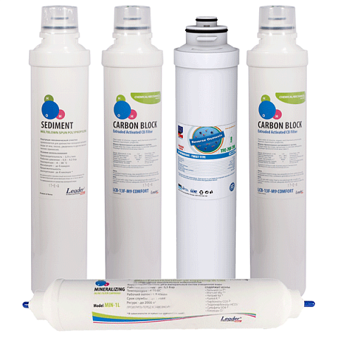 Полный набор картриджей для обратного осмоса Leader Comfort - фото
