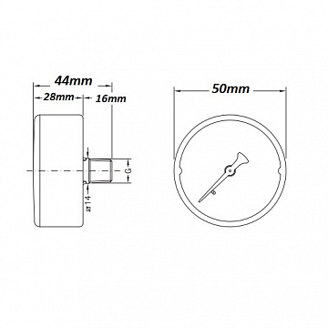 Манометр Cewal M 50 PP Ø50 G1/4'' 10бар фронтальний (91459411) - фото