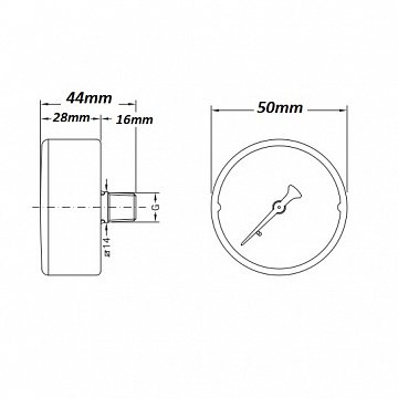 Манометр Cewal M 50 PP Ø50 G1/4'' 10бар фронтальний (91459411) - фото